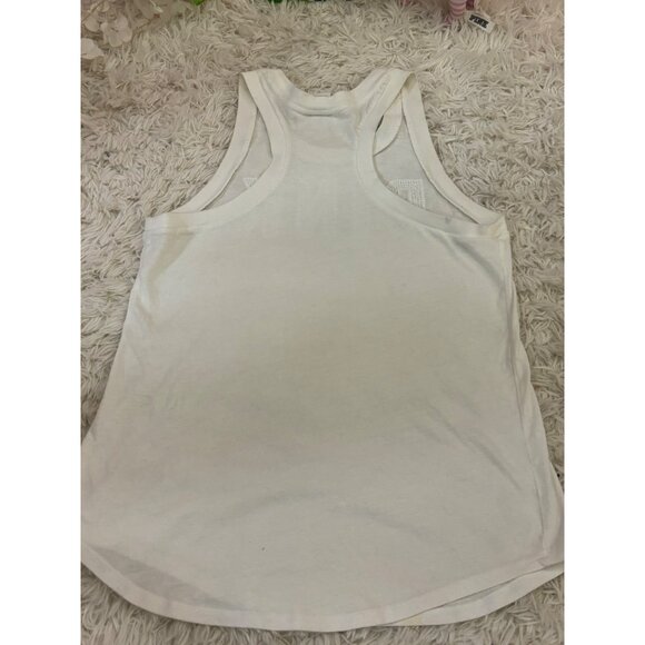Victorias Secret Pink Silver Sequin Logo White Tank Top XS Glitter Sparkle - Picture 9 of 12